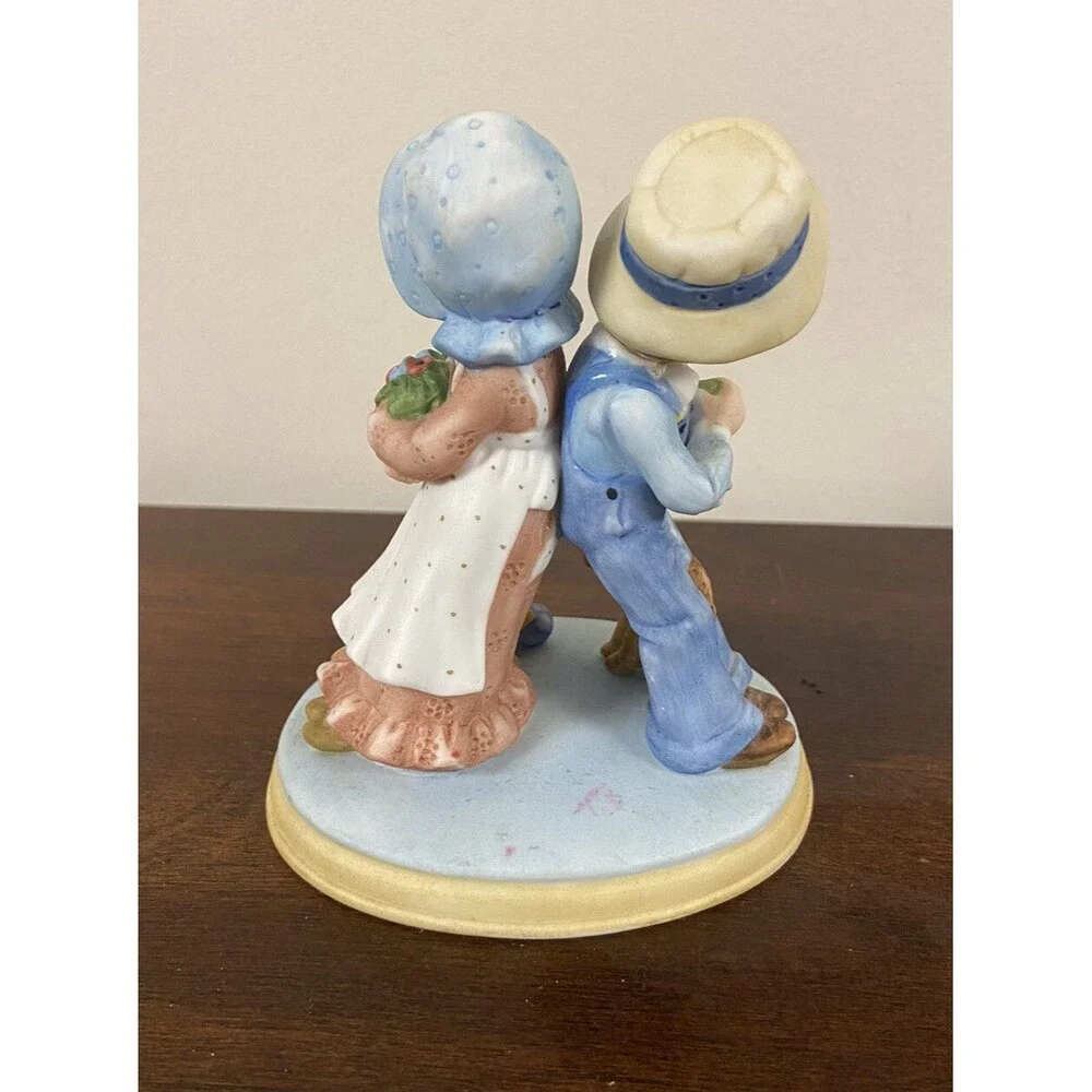 Holly Hobbie “Loving Ways” Hand Painted Porcelain Rare Farm Boy Girl Cottage VTG